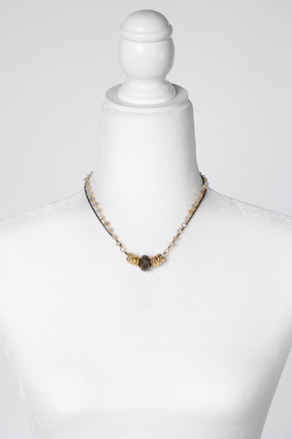 Alchemy 16-18" Faceted Gold Rutilated Quartz With Labradorite Multistrand Necklace
