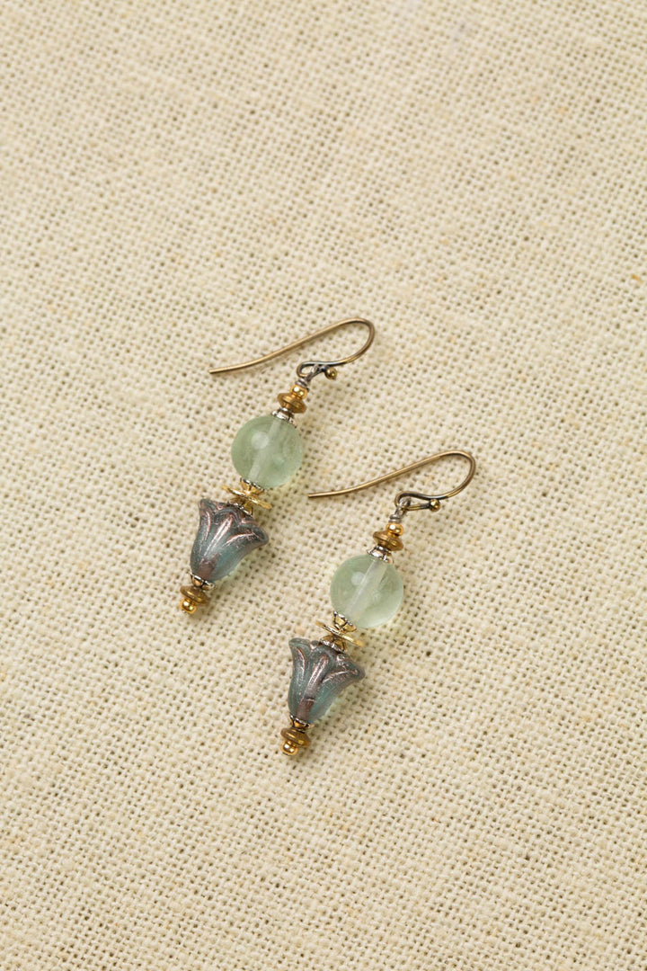 Aspire Czech Glass And Green Fluorite Simple Earrings
