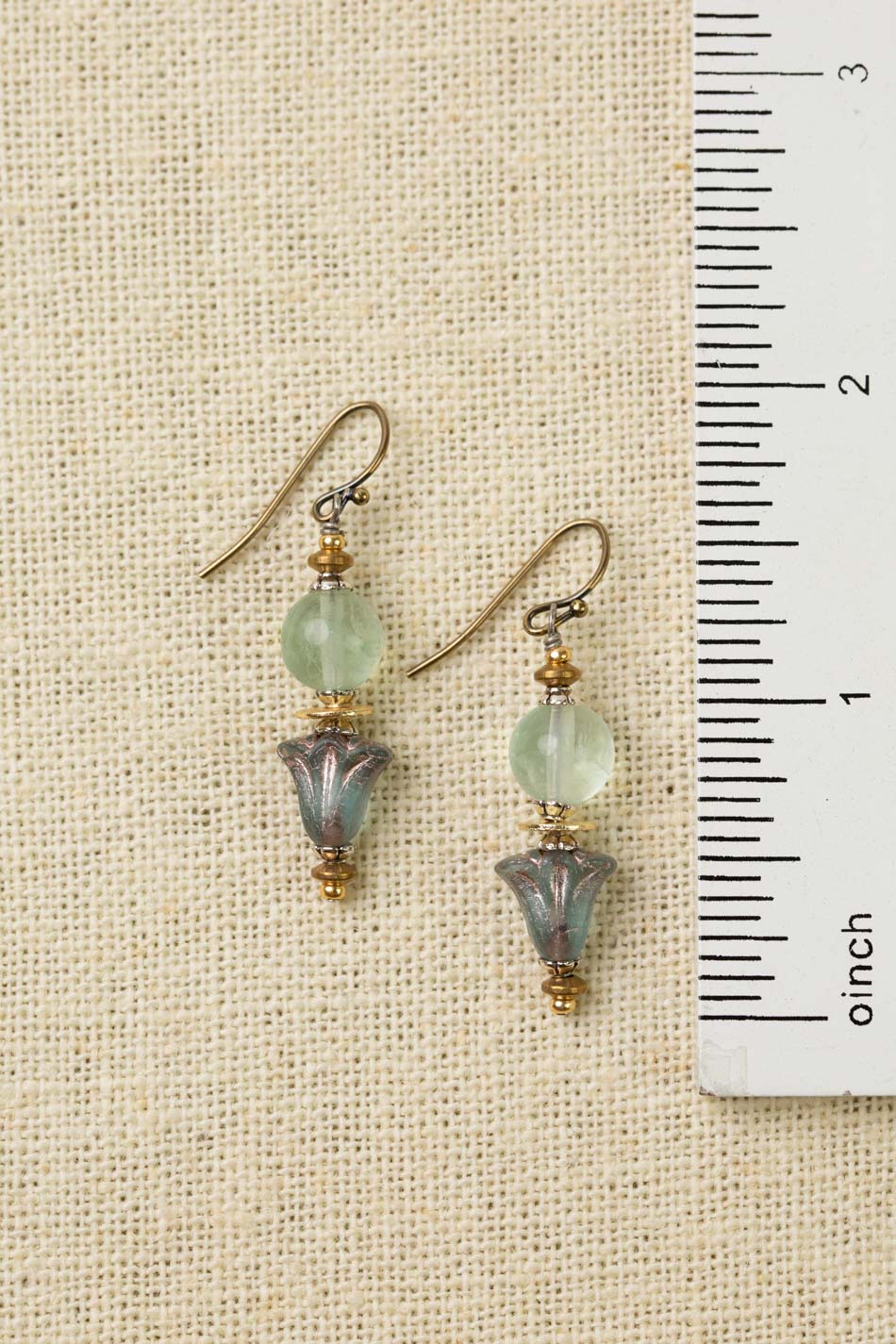 Aspire Czech Glass And Green Fluorite Simple Earrings