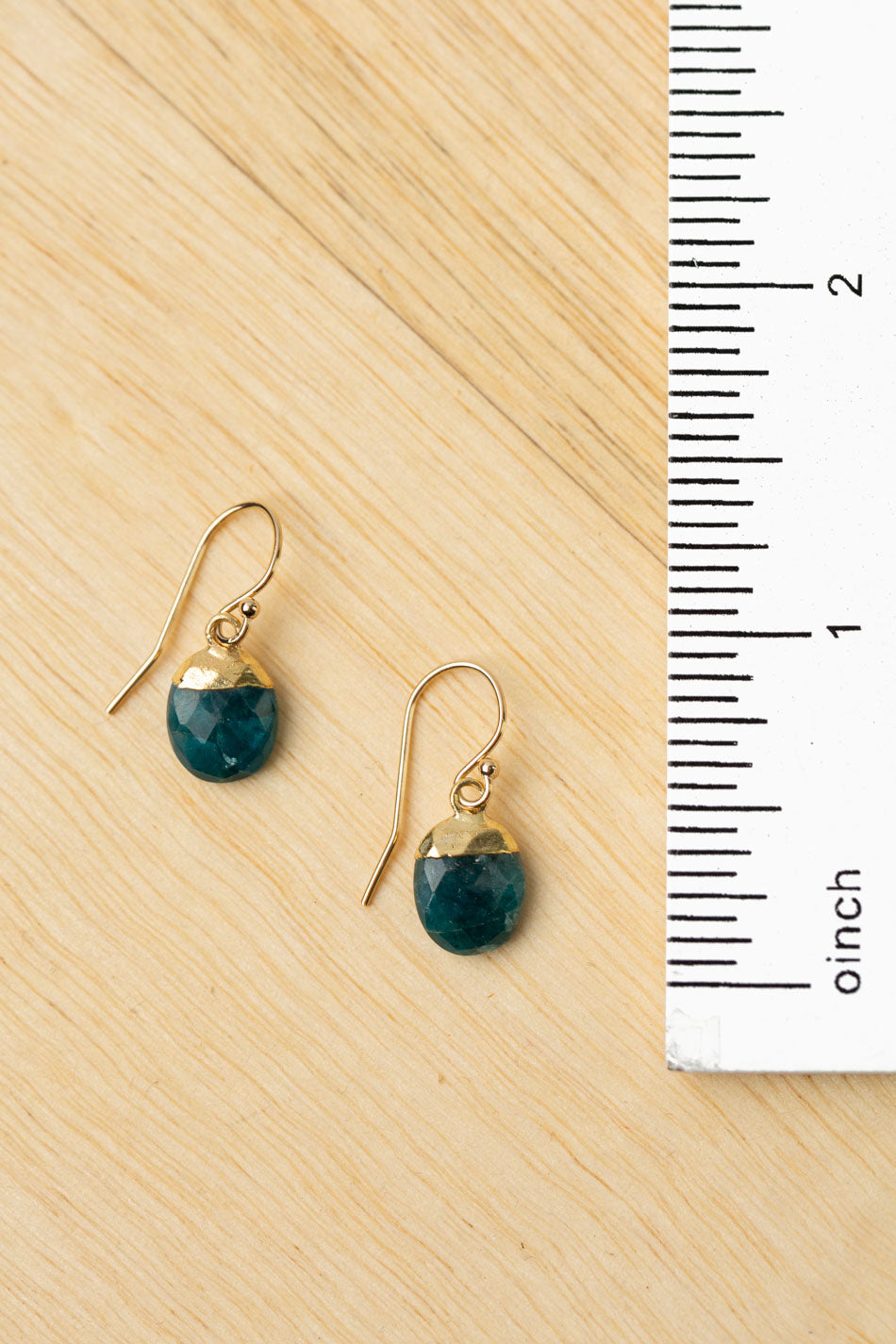 Favorites Gold Plated Faceted Blue Apatite Bezel Simple Earrings