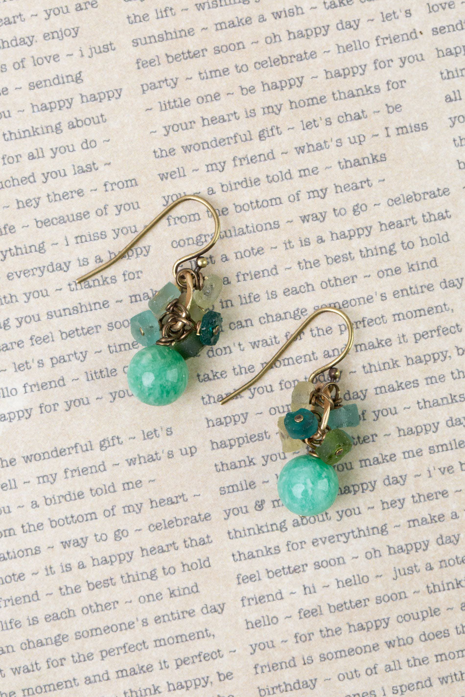 Atlas Jasper, Roman Glass Cluster Earrings