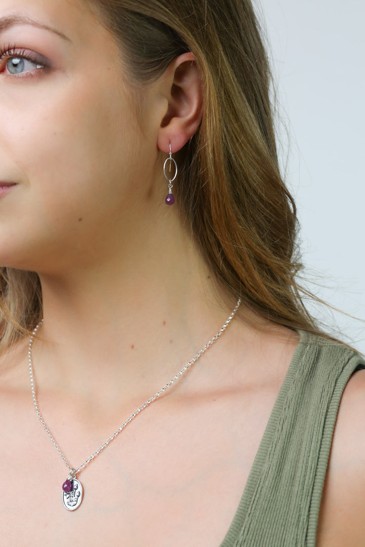 Birthstone July Ruby Earrings