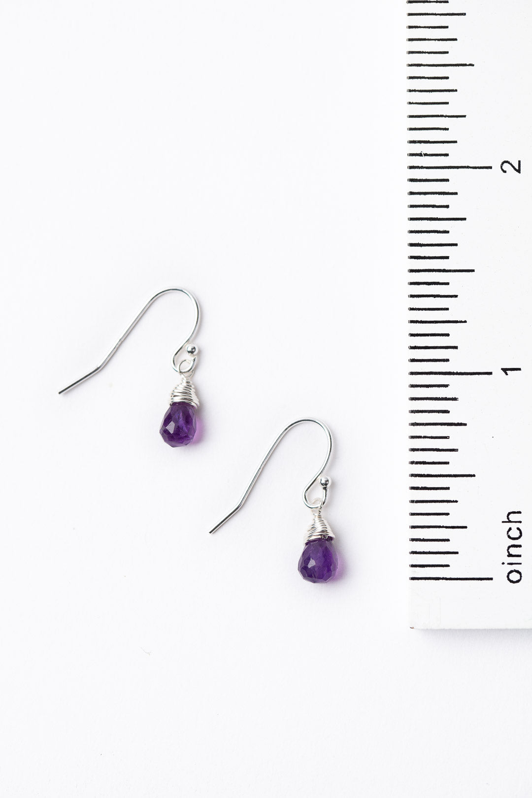 Birthstone February Silver Amethyst Briolette Earrings