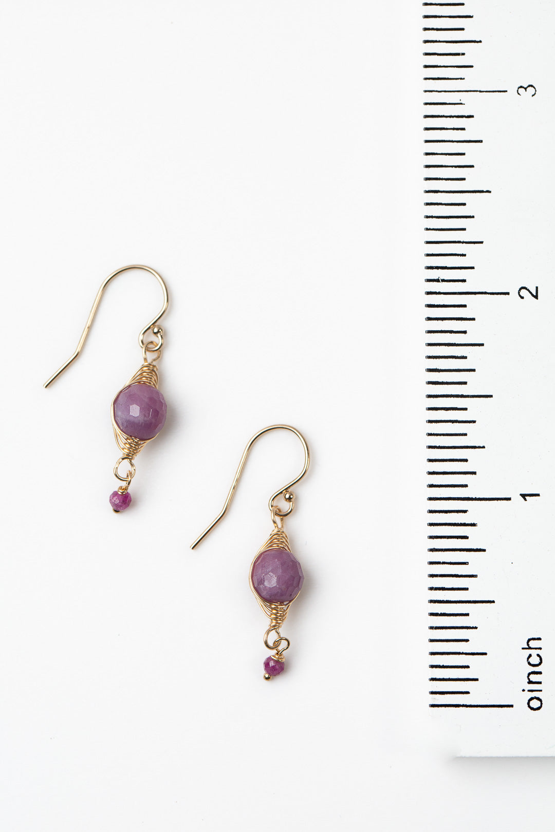 Birthstone July Gold Ruby Herringbone Earrings