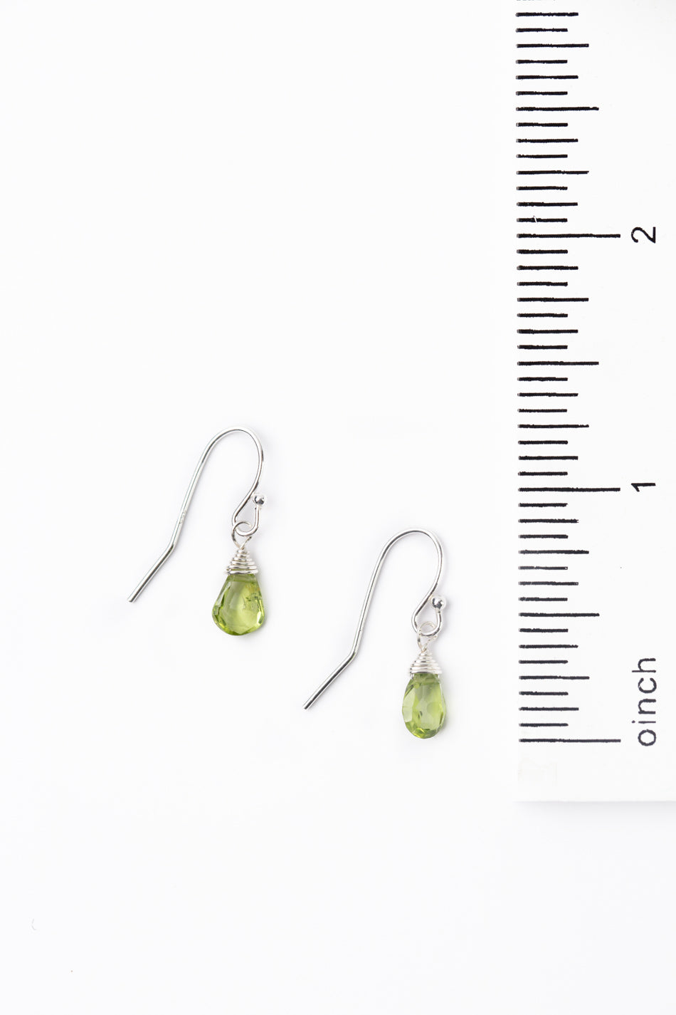 Birthstone August Silver Peridot Briolette Earrings