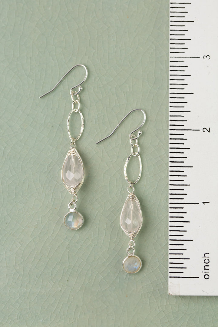 Blush Rose Quartz Drop Briolette Herringbone Earrings