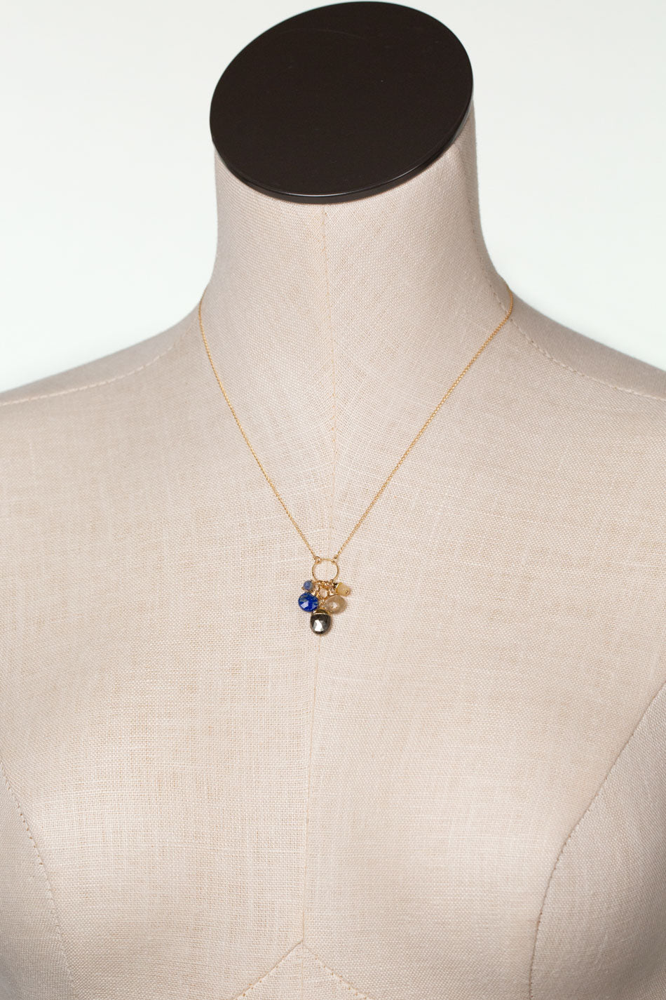 Blue Moon 16.5-18.5" Lapis, Labradorite, Sodalite, Mother Of Pearl Cluster Necklace