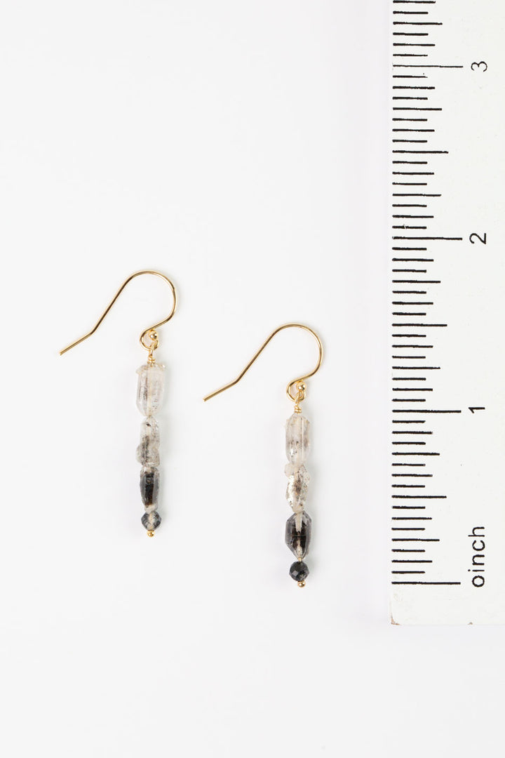 Black Rutilated Quartz Tourmaline, Rutilated Quartz Points Simple Earrings