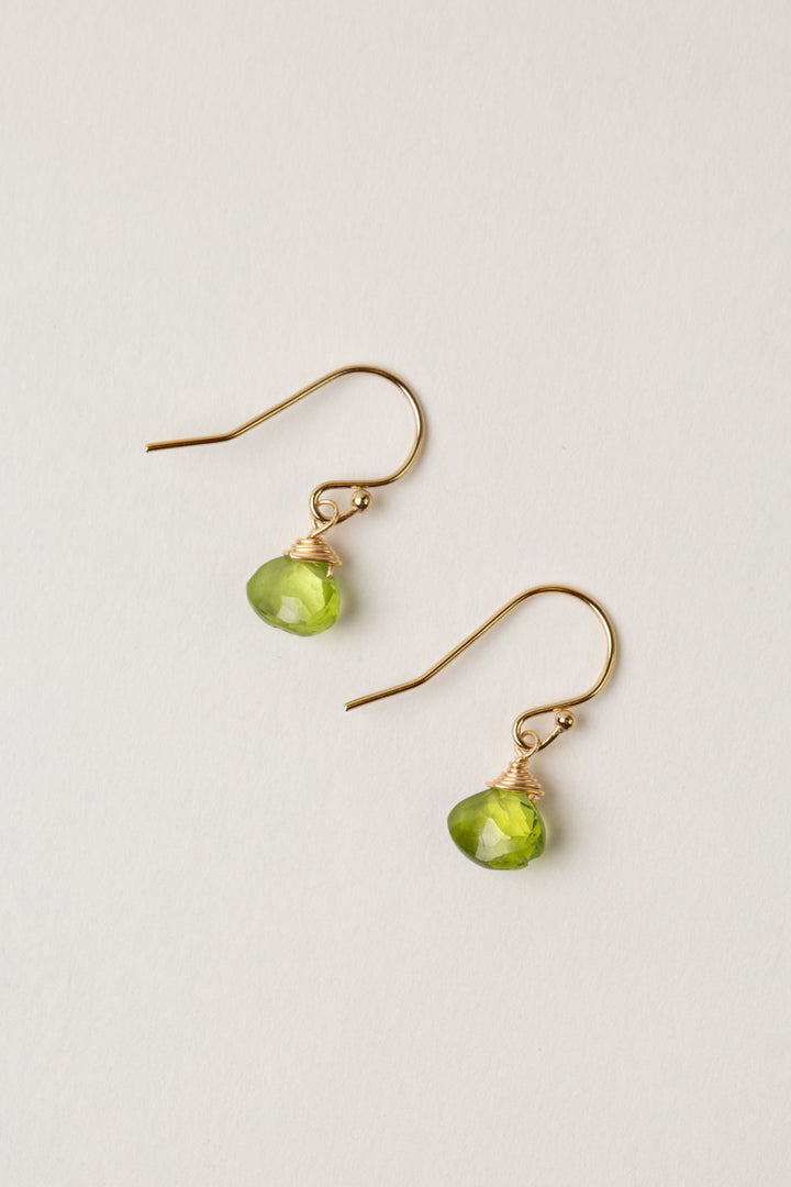 Birthstone August Gold Peridot Briolette Earrings