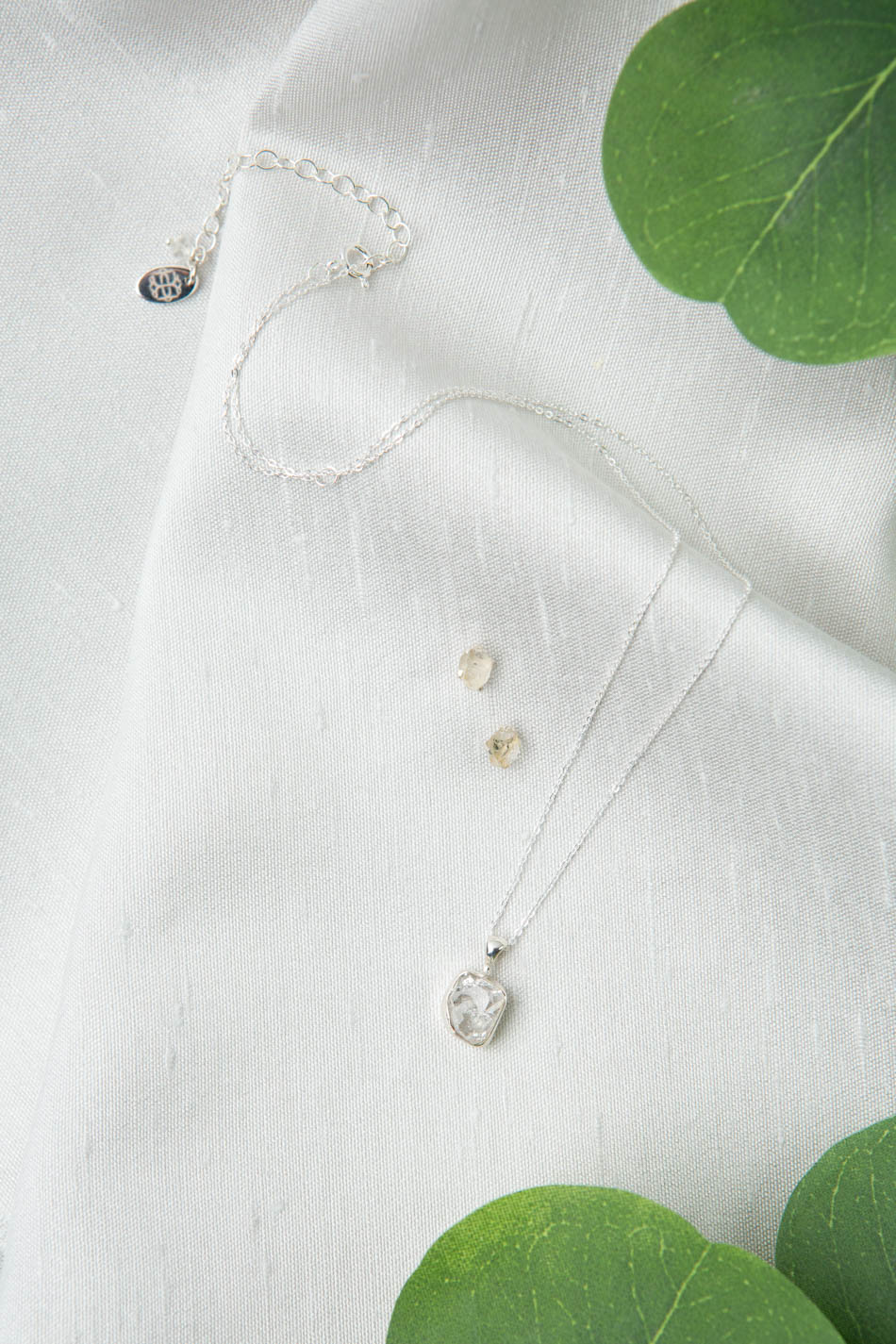 Birthstone 16-20.5" April Natural Herkimer Diamond Pendant Necklace And Earrings Set