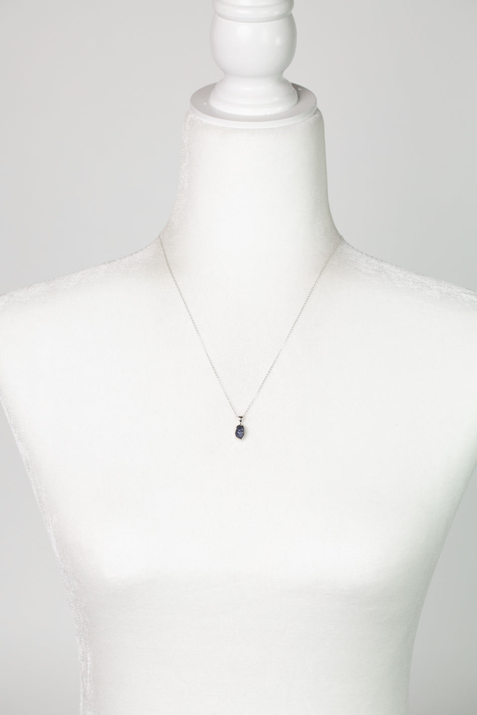 Birthstone 16-20.5" September Natural Blue Sapphire Pendant Necklace And Earrings Set