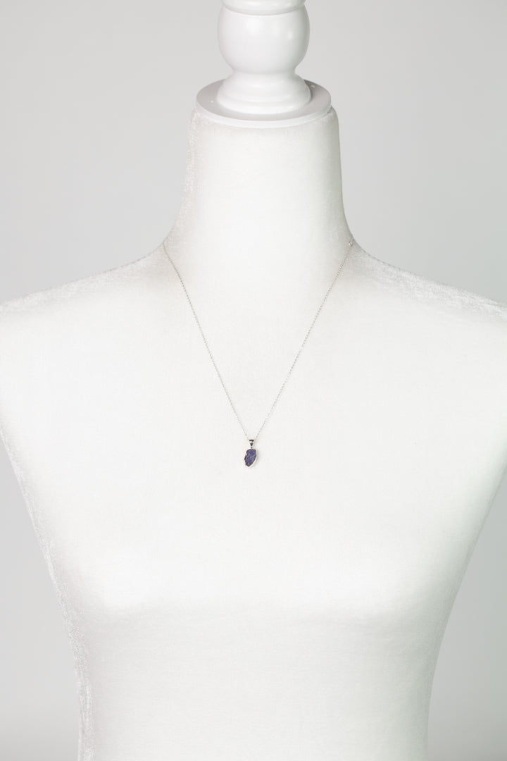Birthstone 16-20.5" December Natural Tanzanite Pendant Necklace And Earrings Set