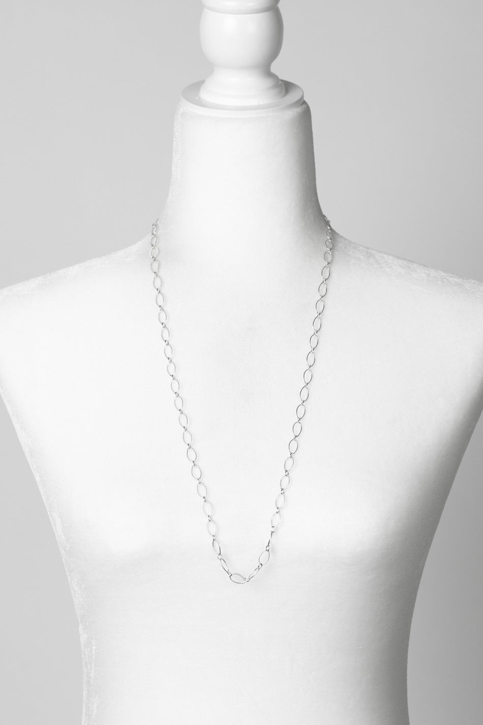 Blush 30-32" Hammered Sterling Silver Oval Chain Simple Necklace