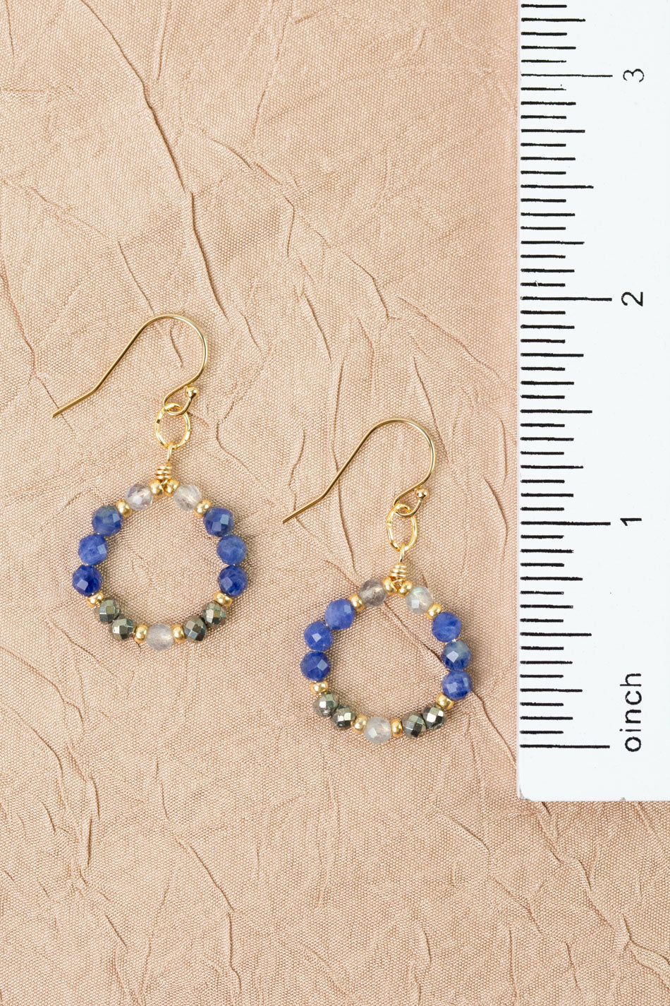 Blue Moon Lapis With Pyrite And Labradorite Hoop Earrings