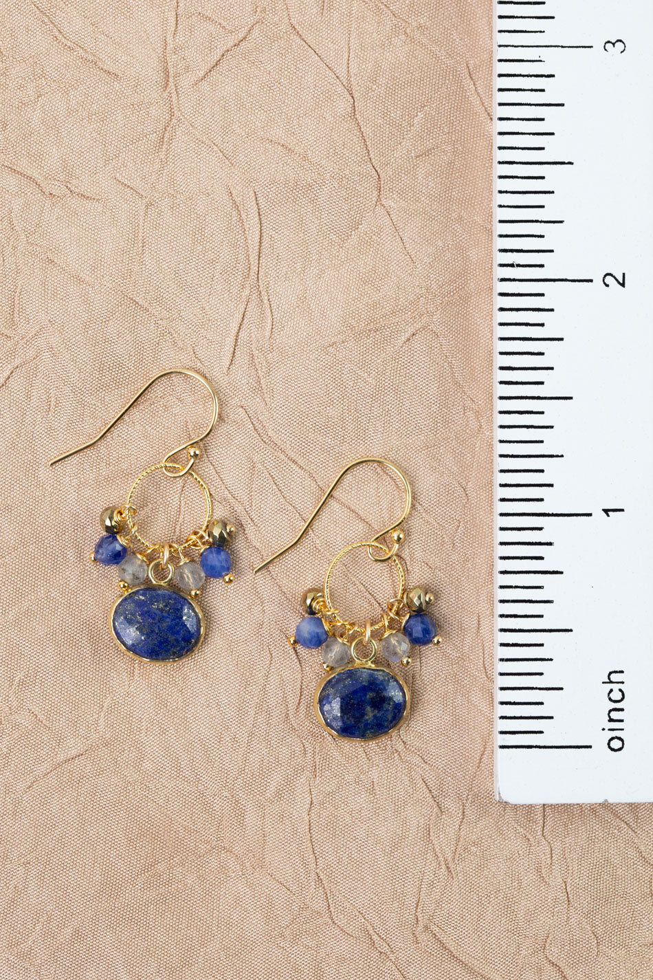 Blue Moon Lapis Lazuli, Labradorite, Pyrite, Sodalite Cluster Earrings