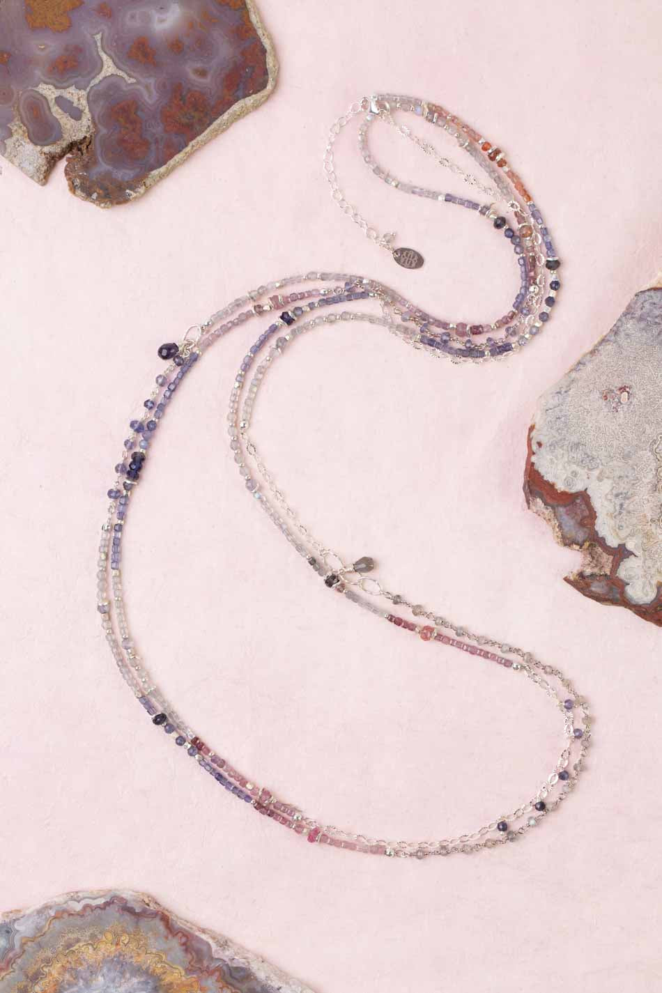 Celestial 68.5-70.5" Spinel, Labradorite Collage Necklace