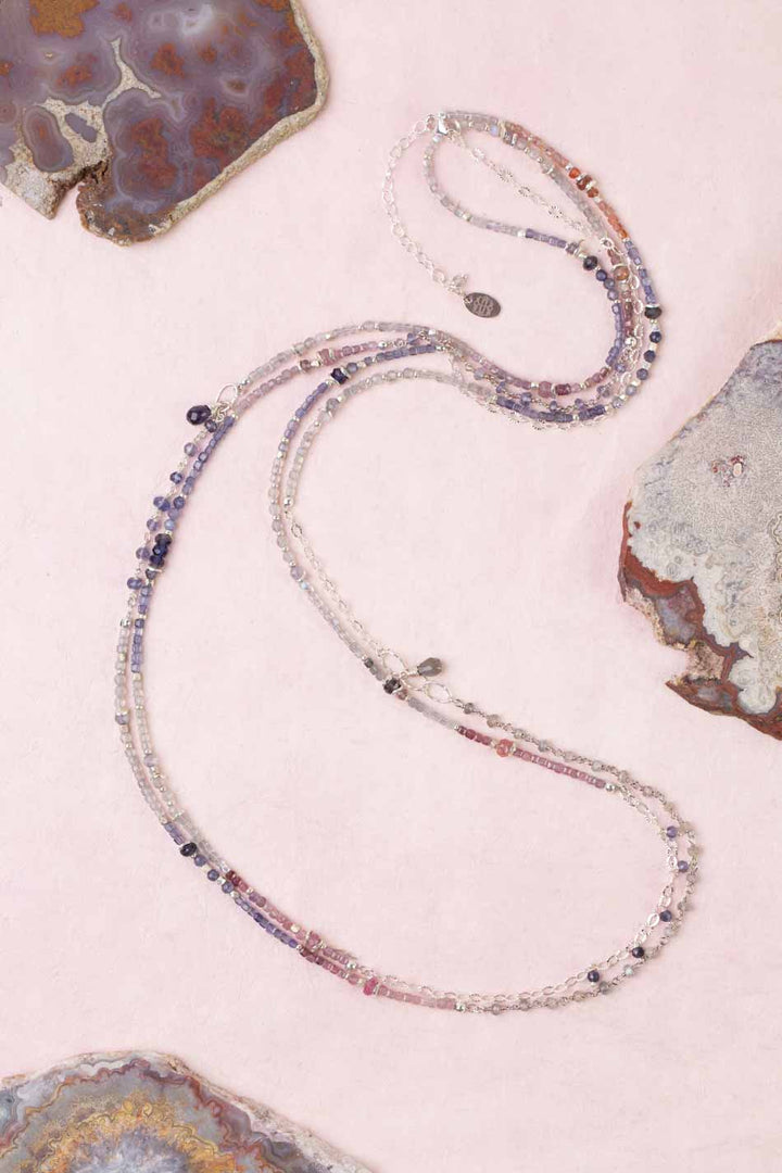 Celestial 68.5-70.5" Spinel, Labradorite Collage Necklace