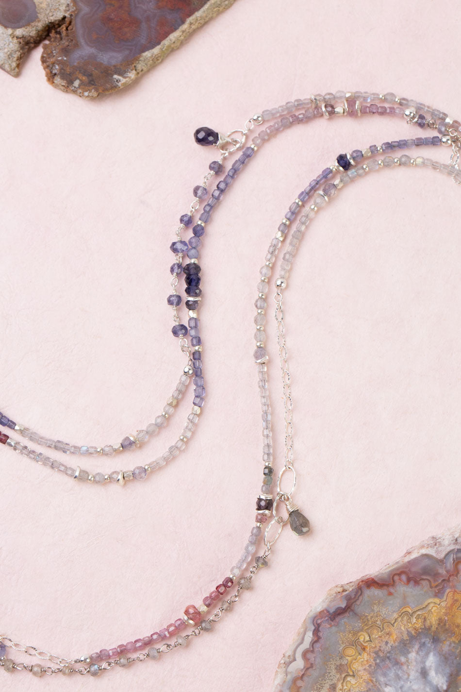 Celestial 68.5-70.5" Spinel, Labradorite Collage Necklace
