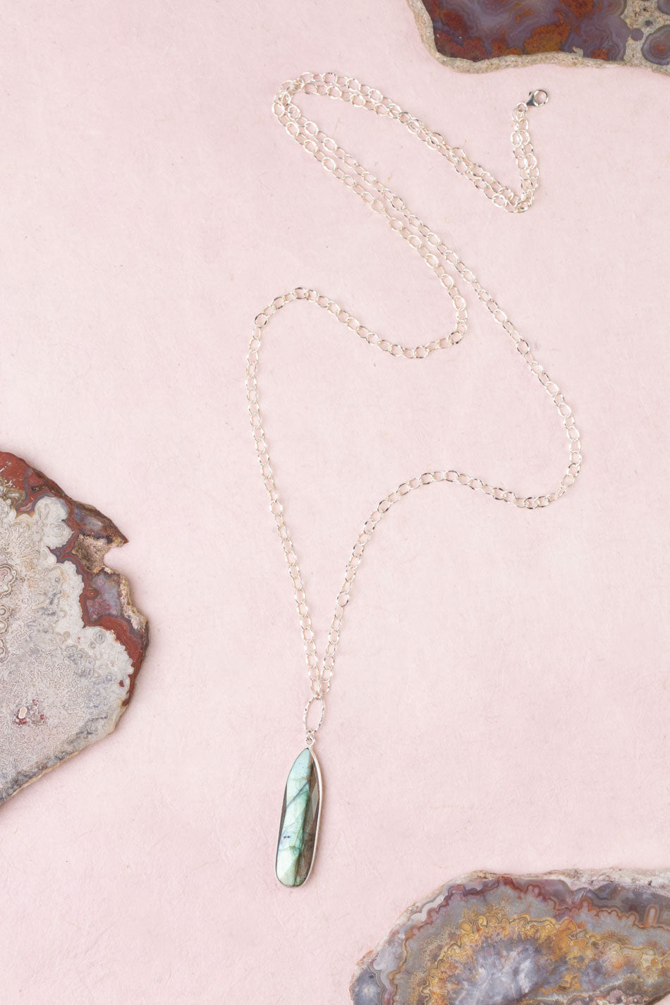 Celestial 16 or 32" Labradorite Bezel Statement Necklace