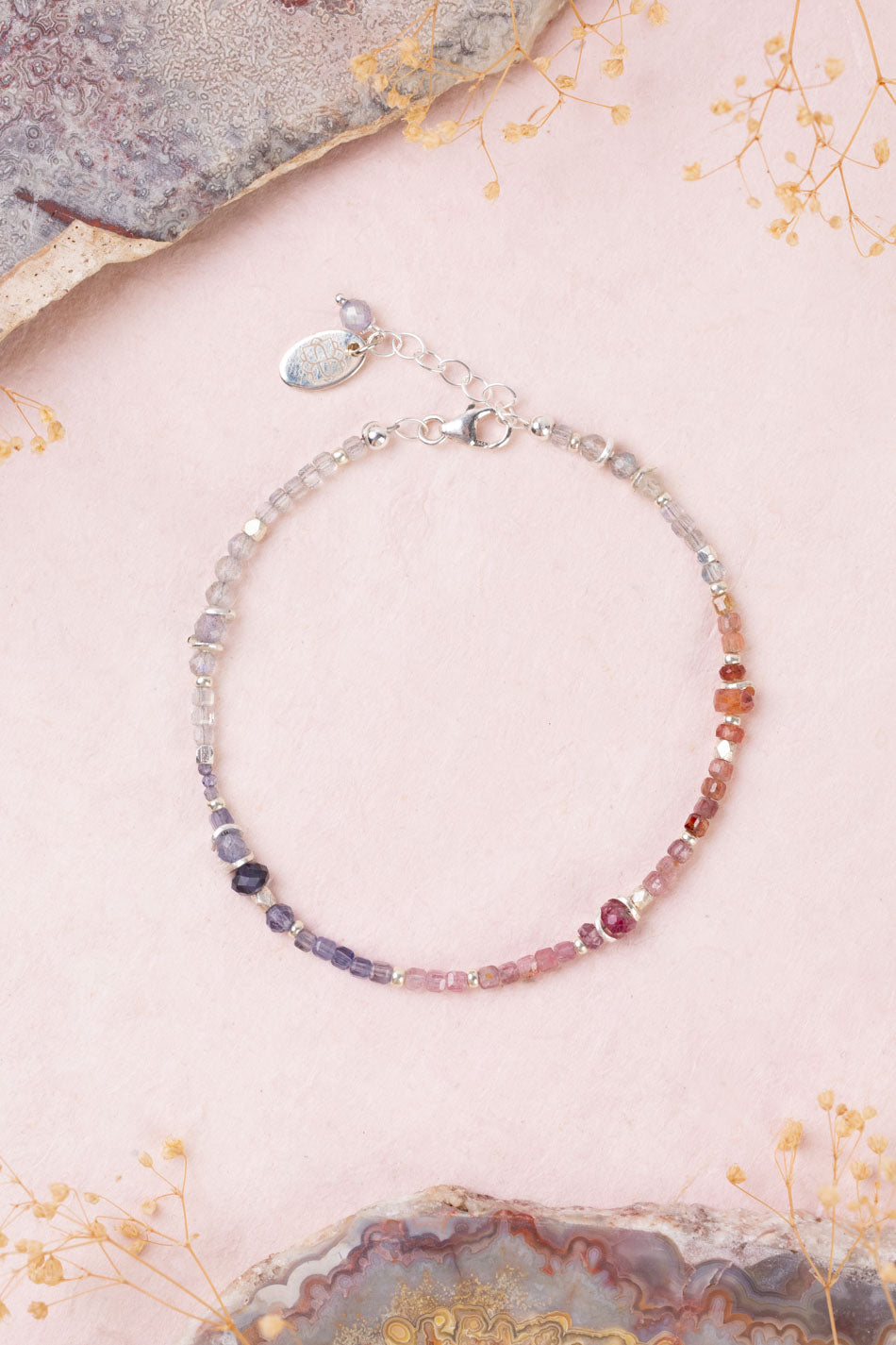 Celestial 7.5-8.5" Spinel, Labradorite Simple Bracelet