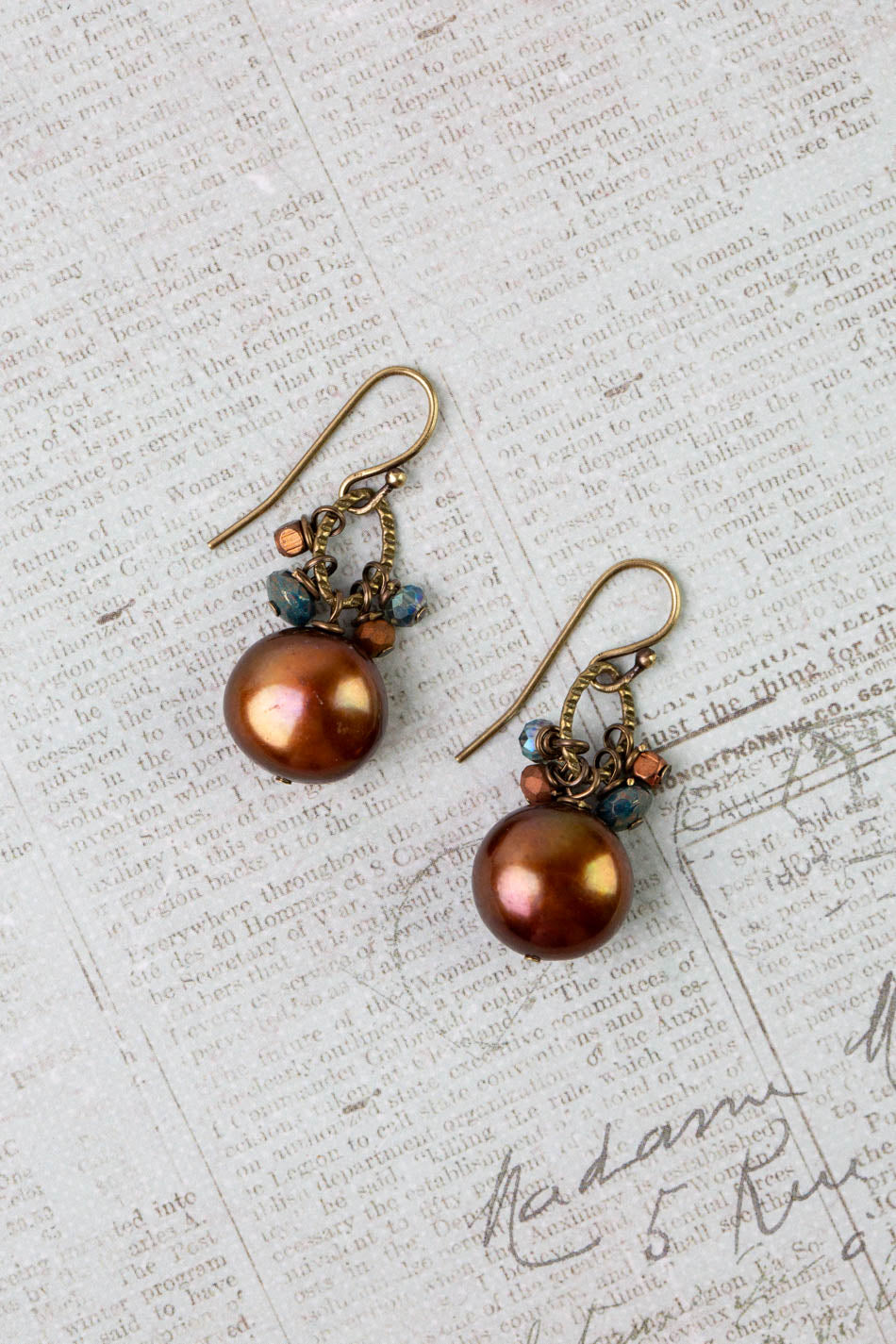 Crisp Autumn Freshwater Pearl, Crystal, Czech Glass Simple Earrings