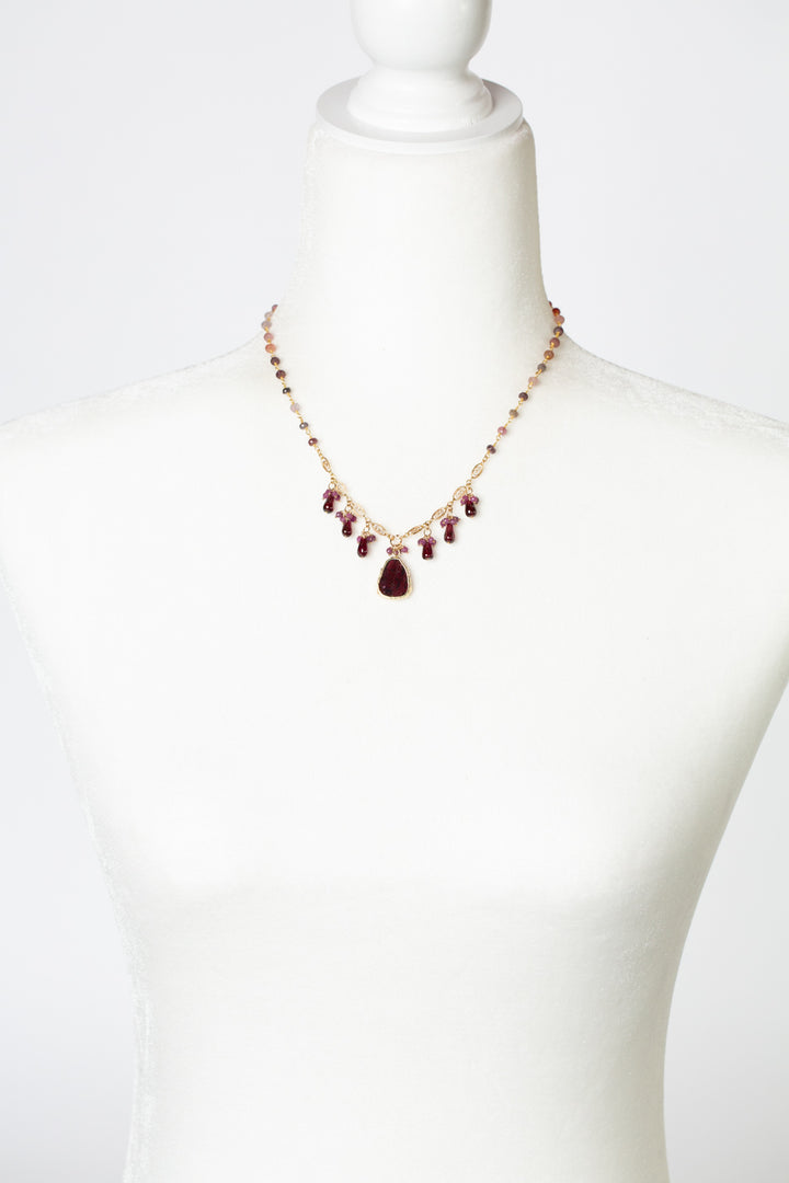Decadence 15.75-17.75" Ruby With Garnet Cluster Necklace