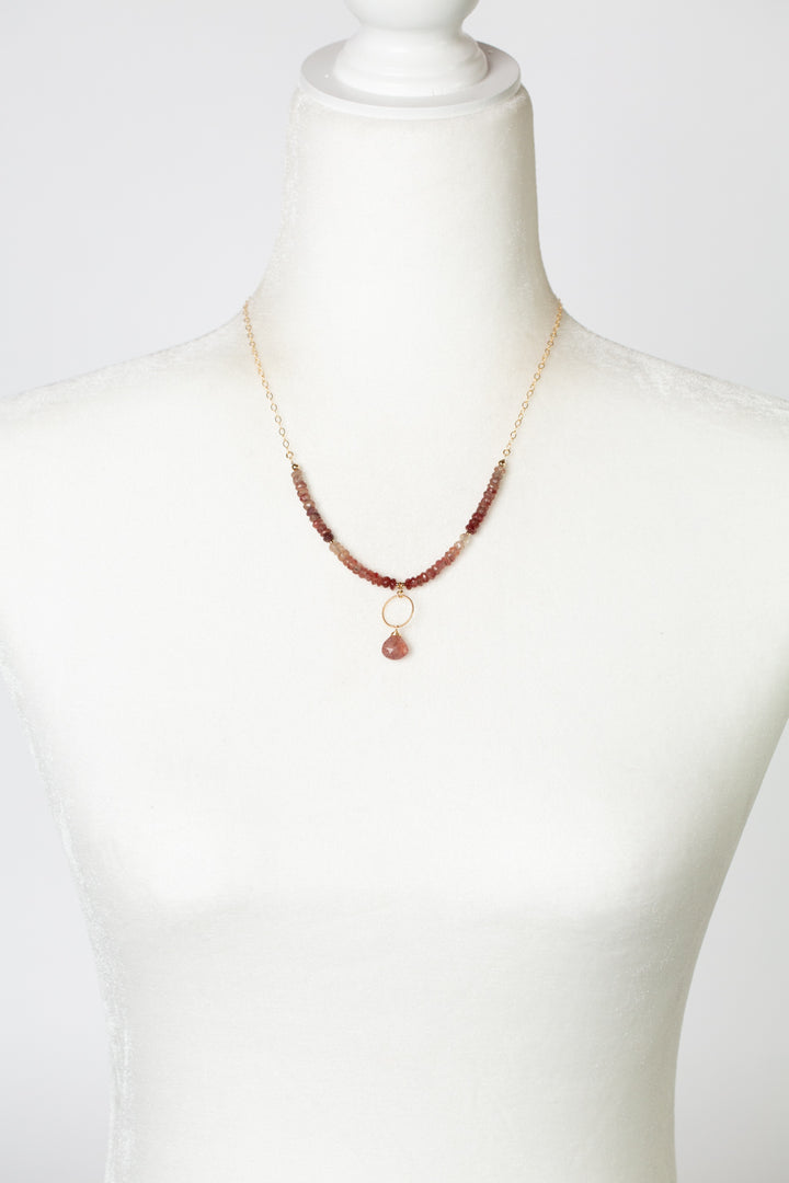 Divinity 18-20" Andesine With Faceted Strawberry Quartz Briolette Statement Necklace
