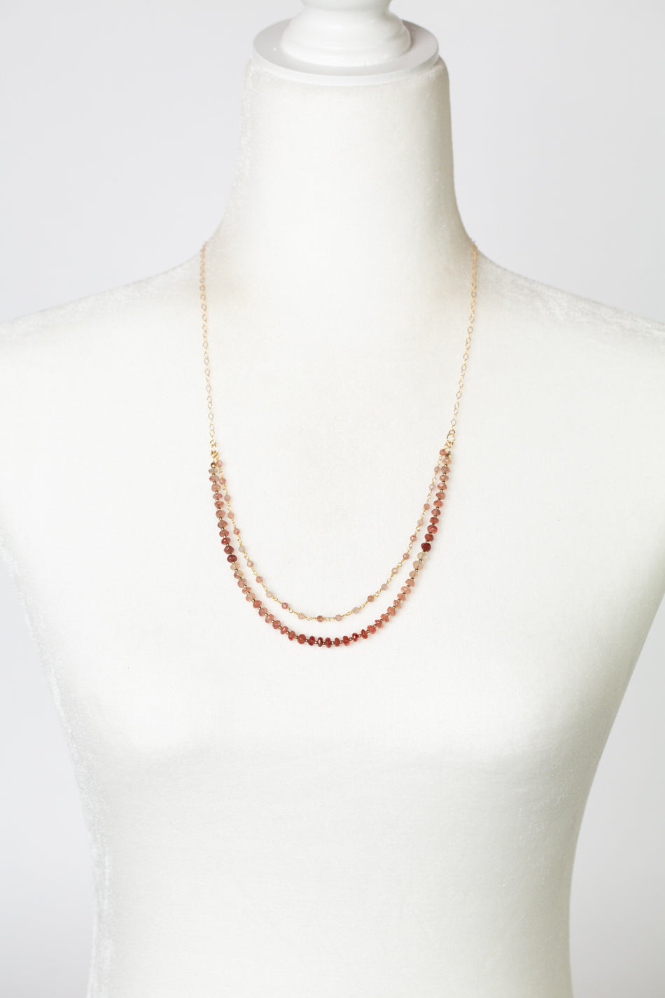 Divinity 23.5-25.5" Ombre Andesine, Faceted Fire Quartz Multistrand Necklace