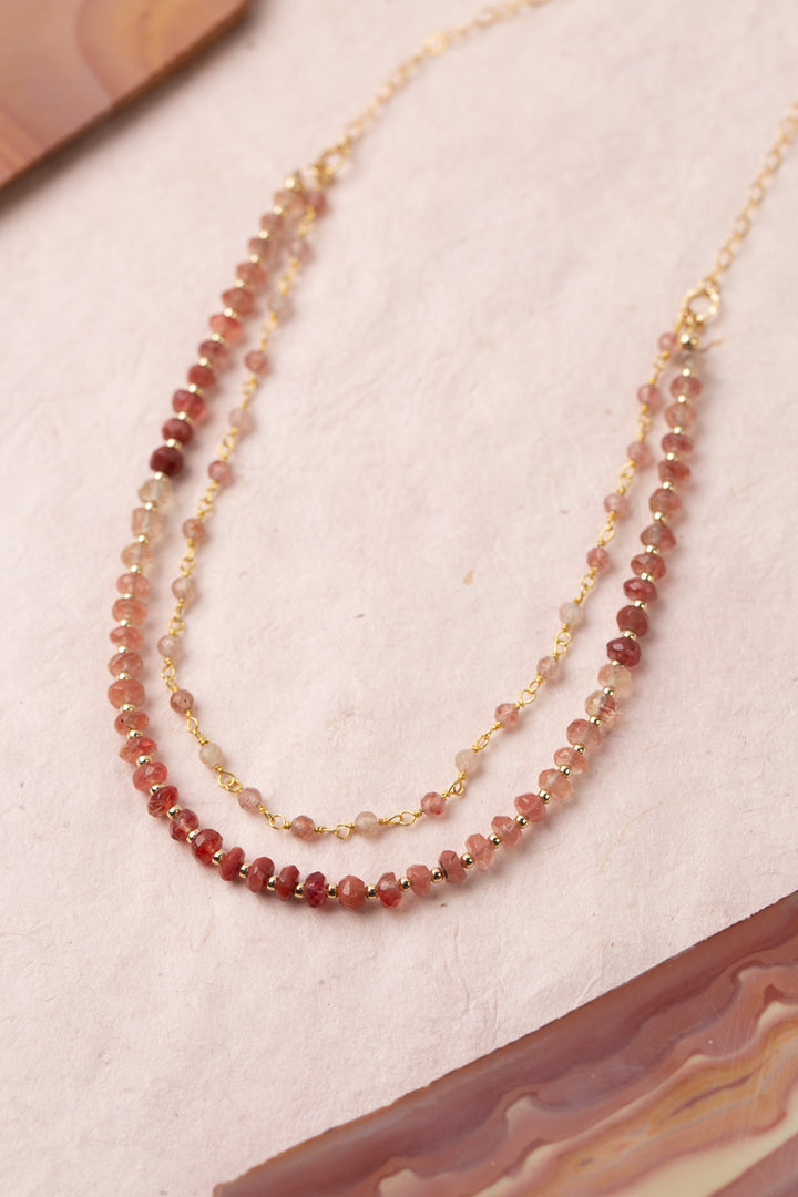 Divinity 23.5-25.5" Ombre Andesine, Faceted Fire Quartz Multistrand Necklace