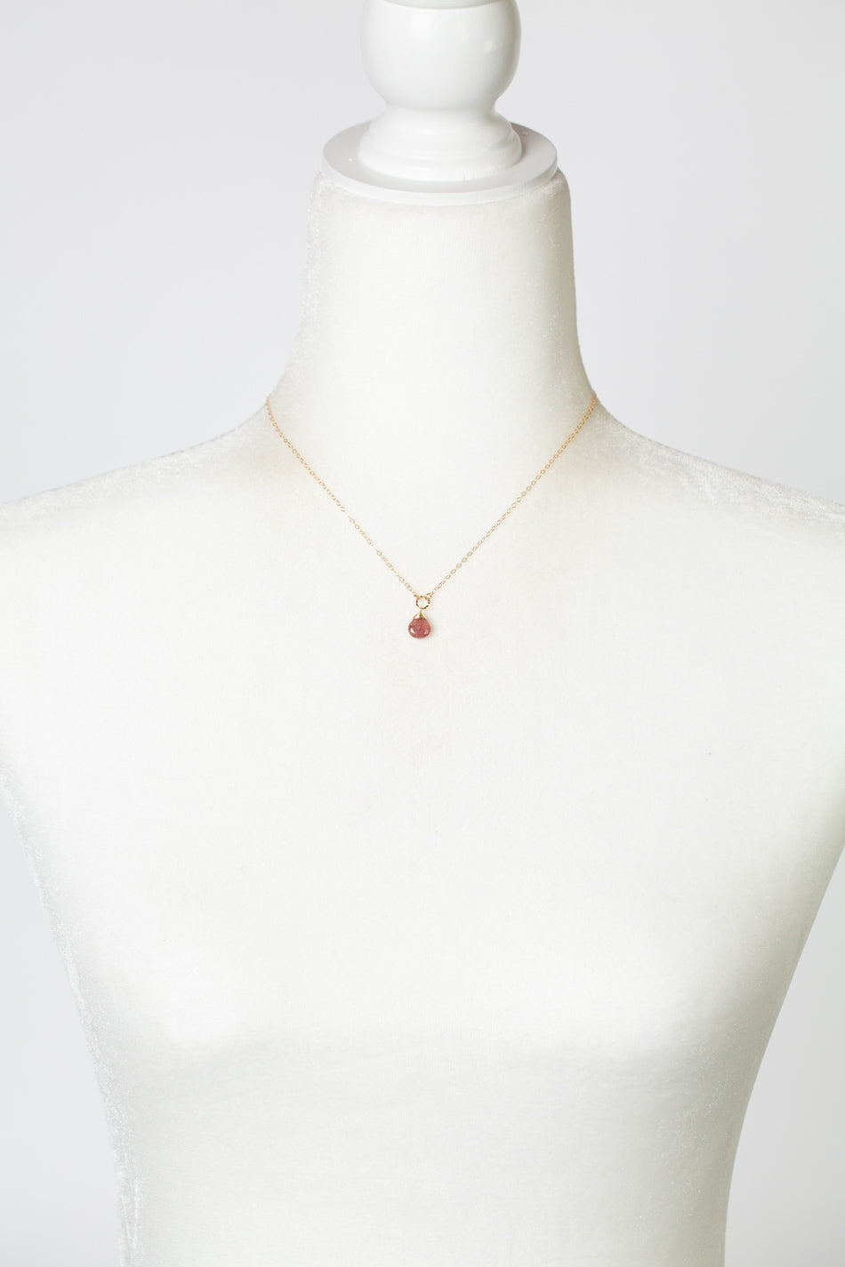 Divinity 15-17" Faceted Strawberry Quartz Briolette Simple Necklace
