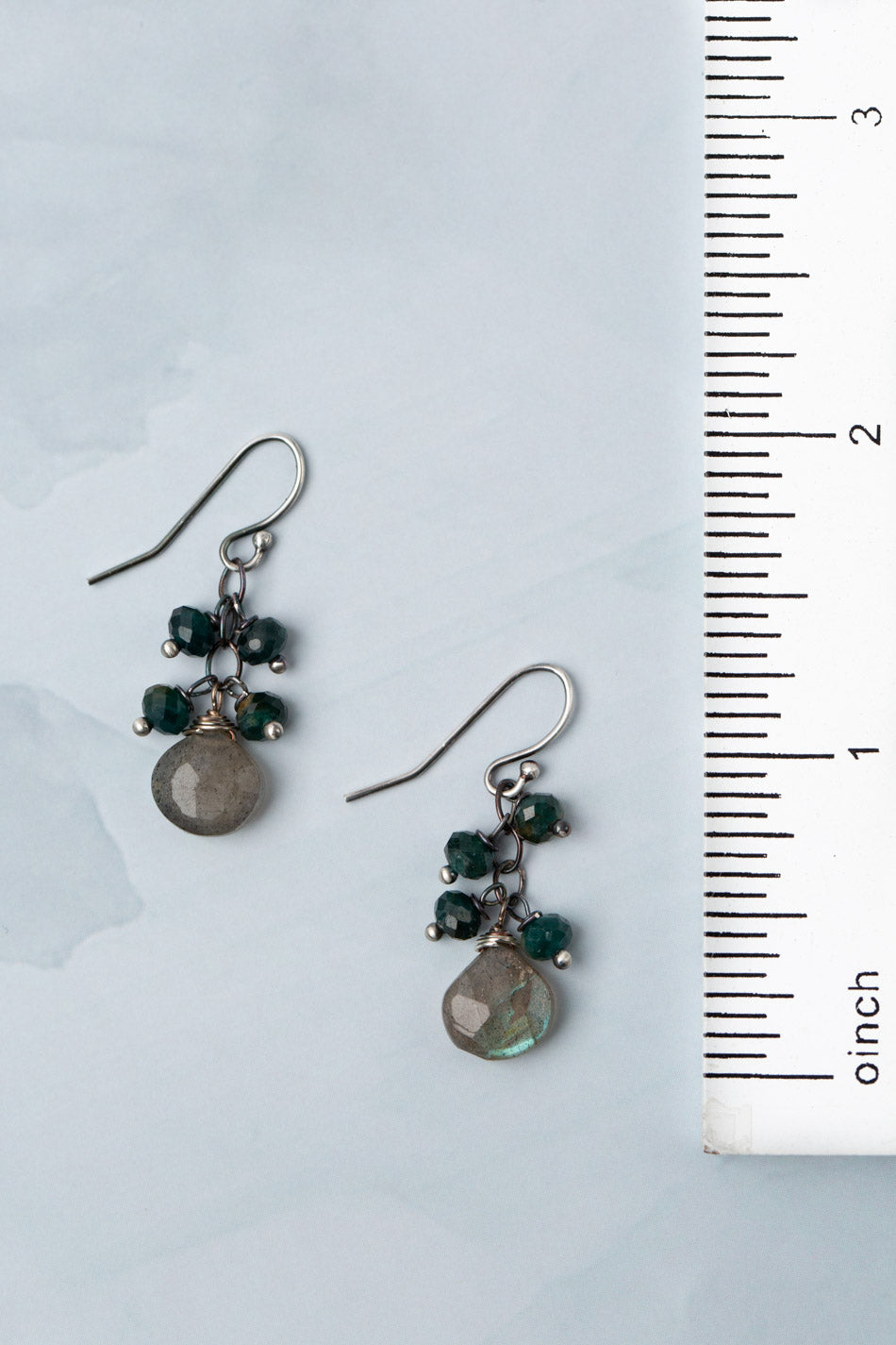 Eclipse Crystal With Faceted Labradorite Briolette Cluster Earrings
