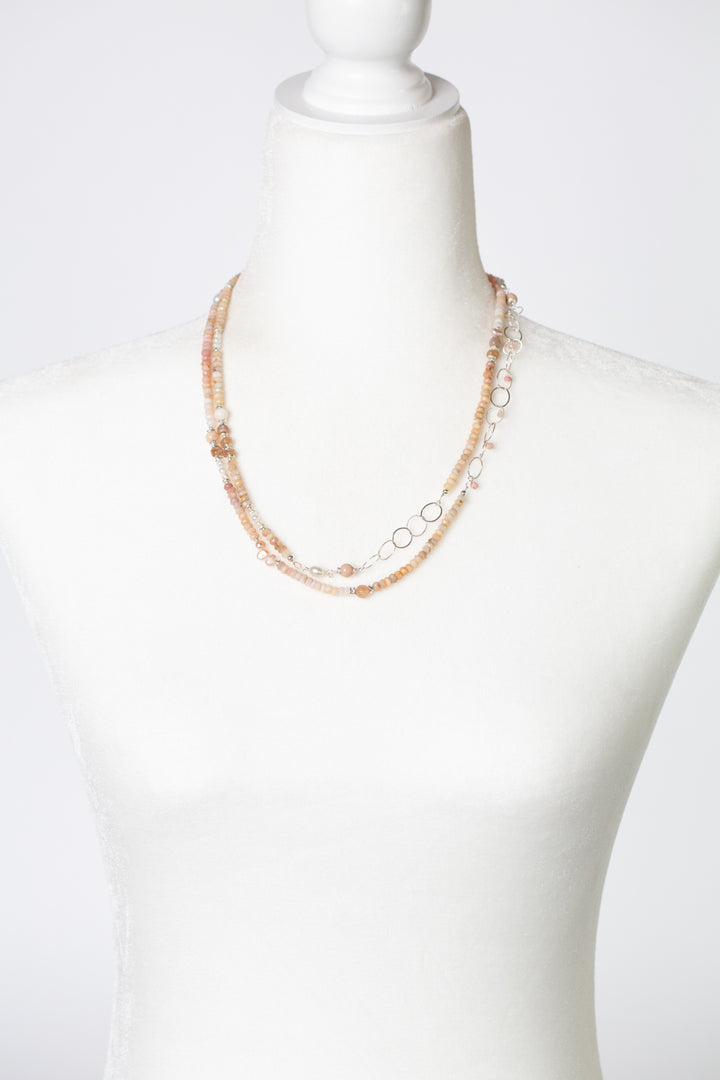 Embrace 43.5-45.5" Freshwater Pearl, Pink Opal, Moonstone Collage Necklace