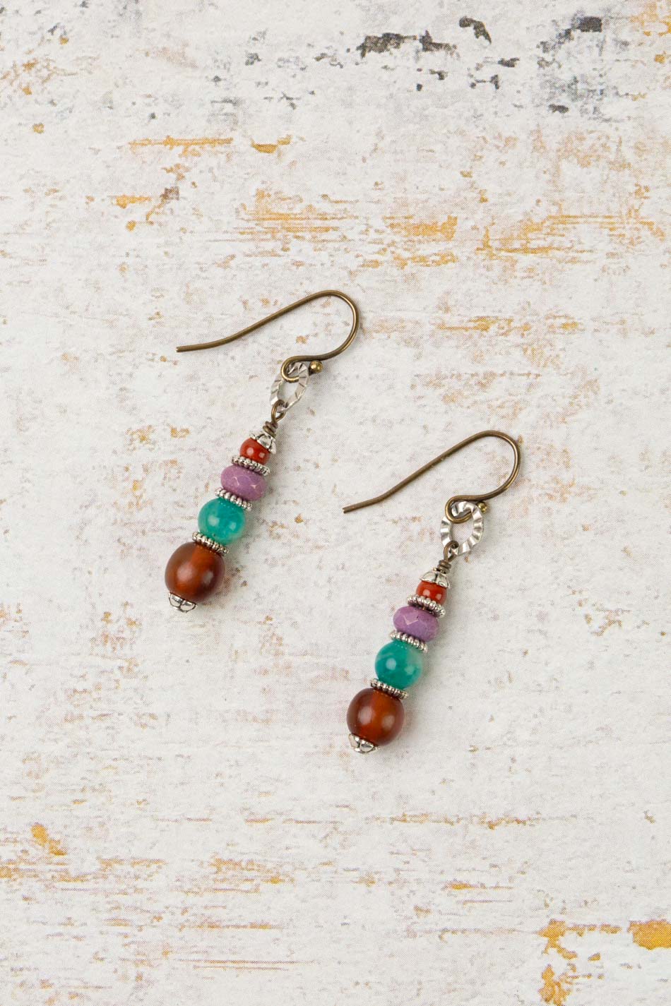 Earthen Red Jasper, Czech Glass Simple Earrings