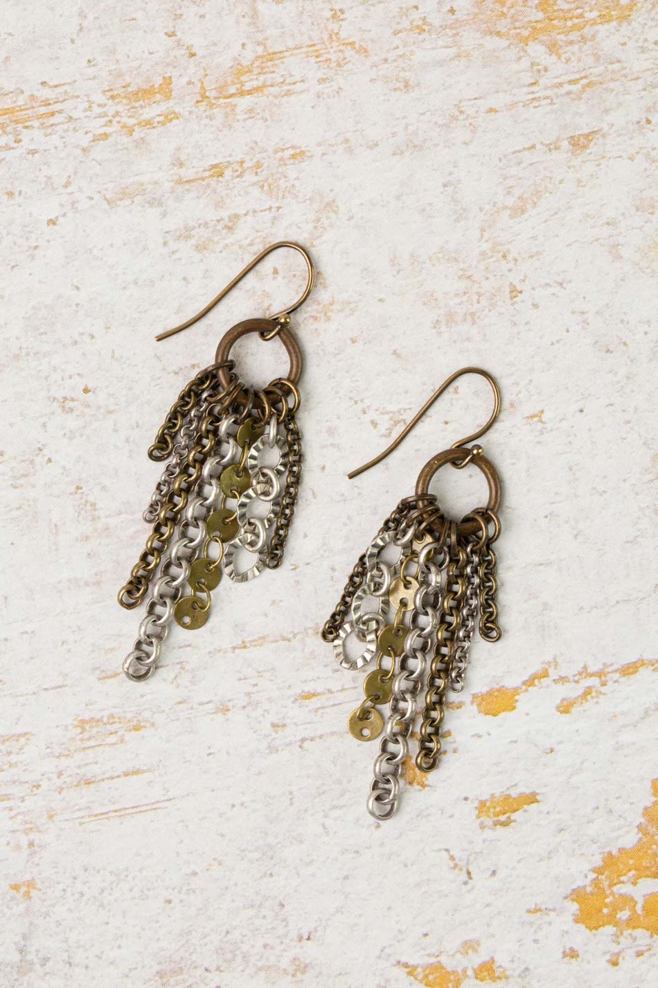 Earthen Mixed Metal Tassel Earrings
