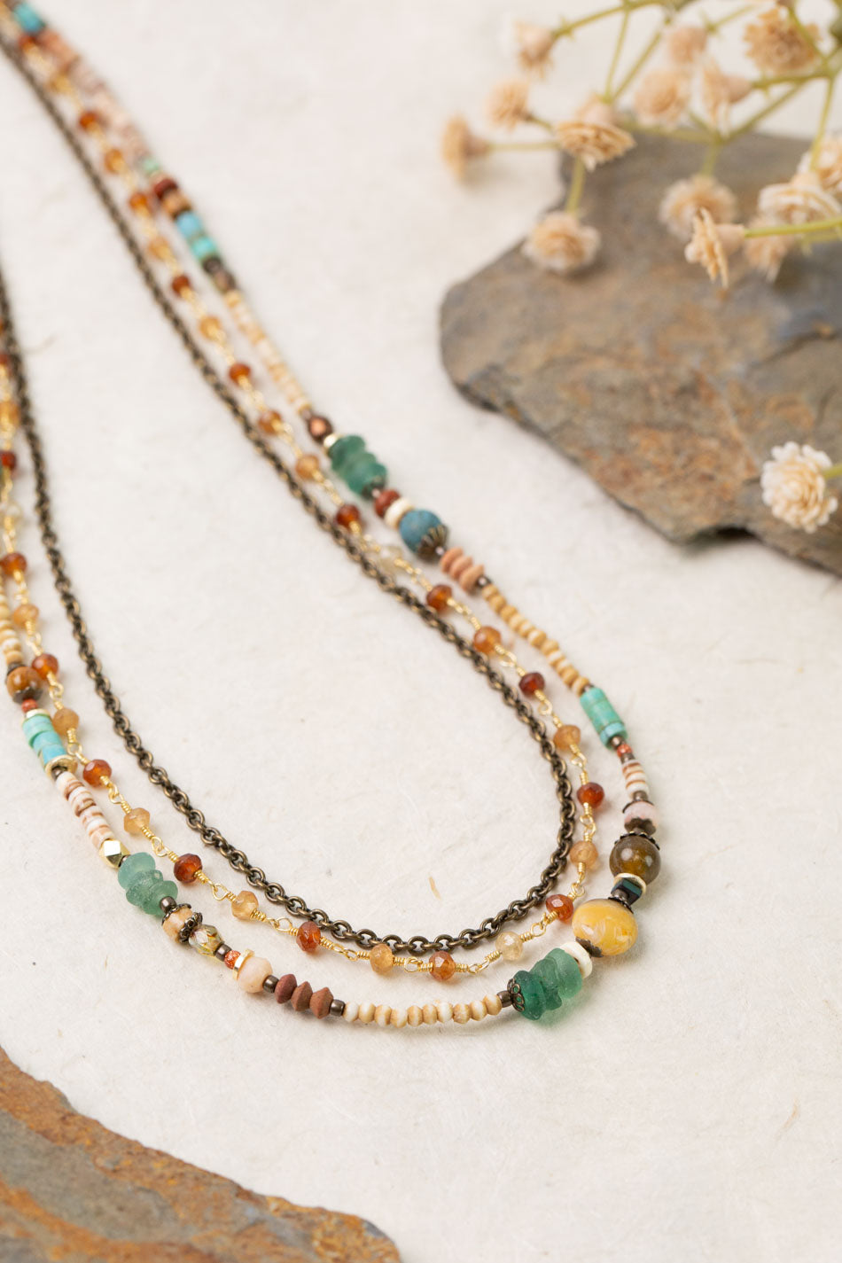 Enlighten 19.25-21.25" Hessonite Garnet Multistrand Necklace