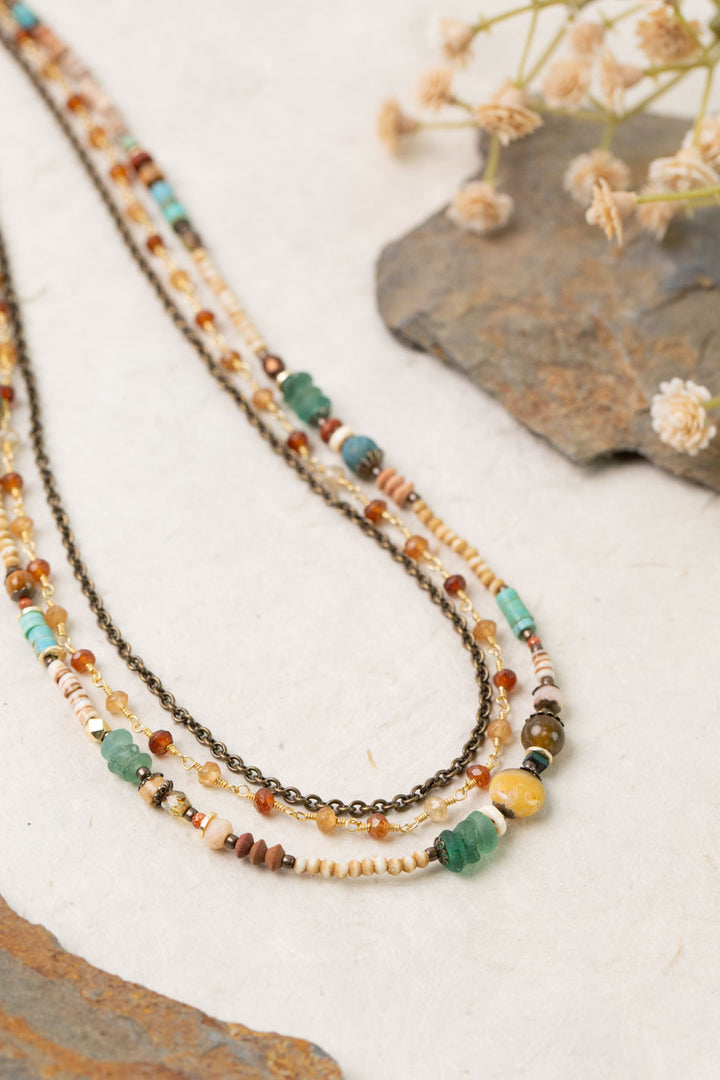 Enlighten 19.25-21.25" Hessonite Garnet Multistrand Necklace