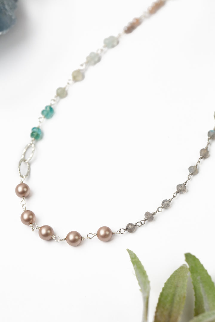 Fae 29.25-31.25" Zircon, Aquamarine, Moonstone Simple Necklace