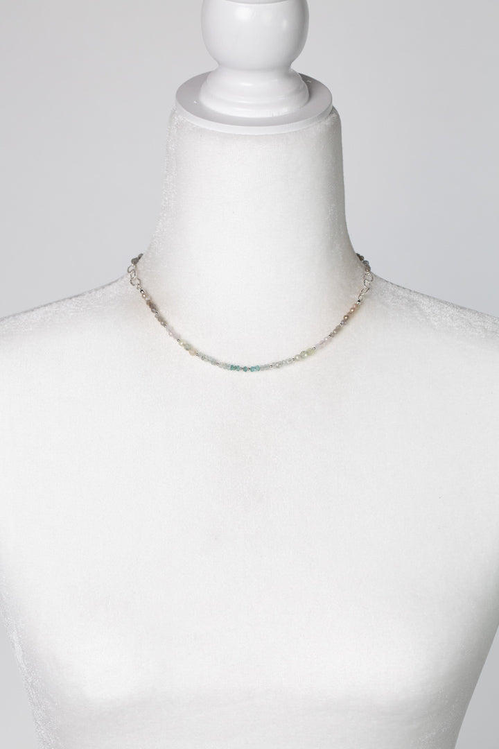 Fae 15-17" Zircon, Aquamarine, Rose Quartz Simple Necklace