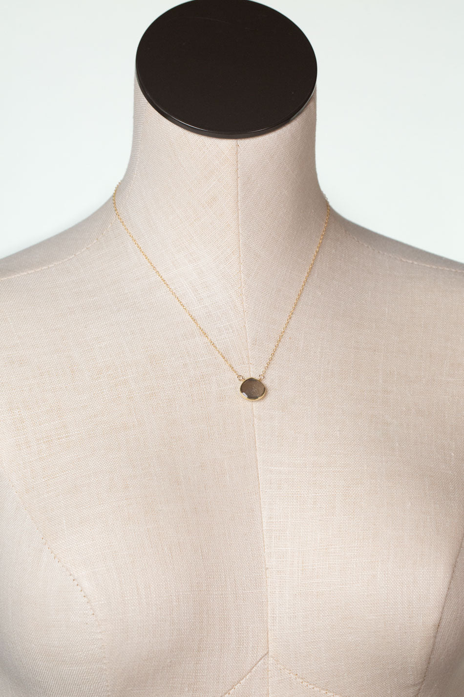 Favorites 14.5-16.5" Faceted Grey Moonstone Bezel Simple Necklace