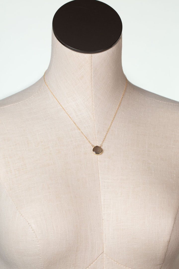 Favorites 14.5-16.5" Faceted Grey Moonstone Bezel Simple Necklace