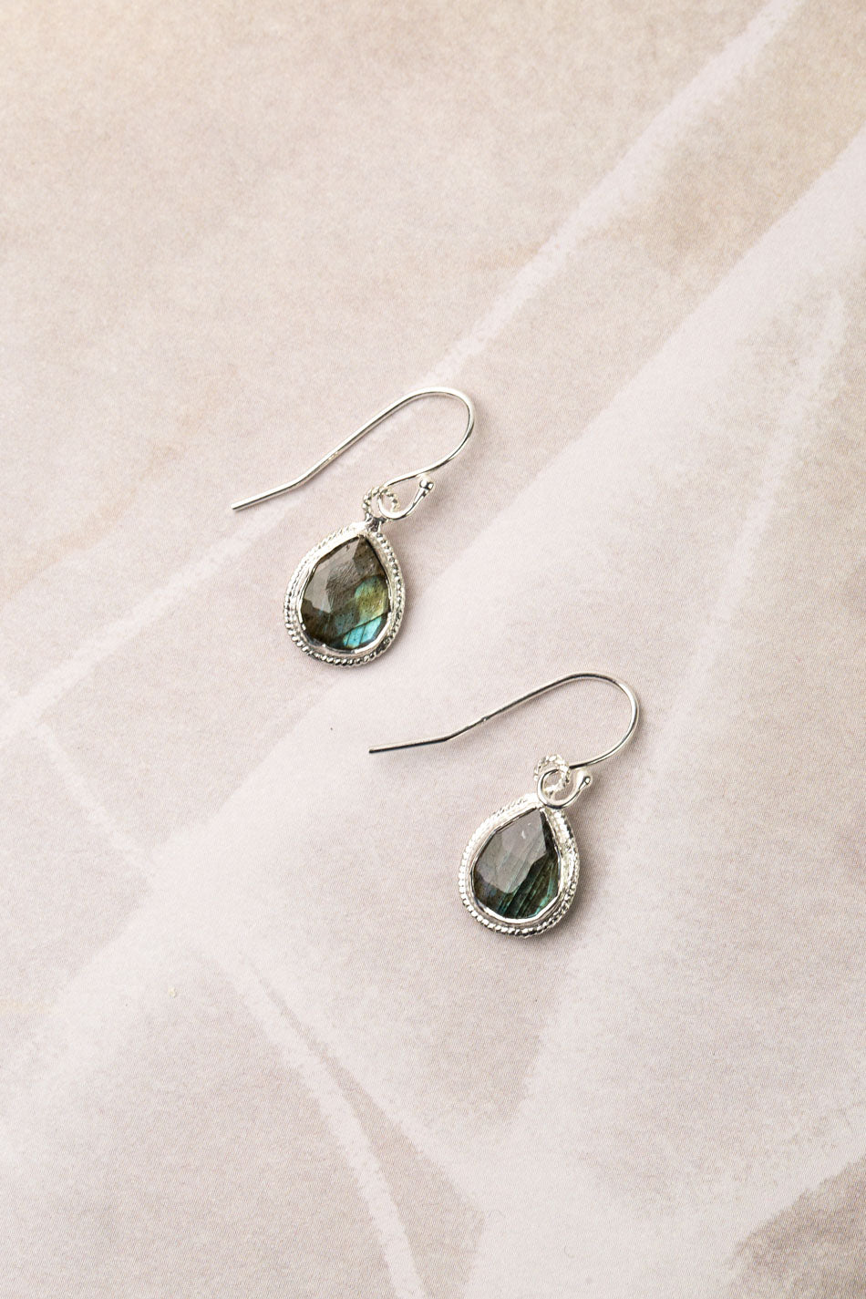 Favorites Silver Labradorite Simple Earrings