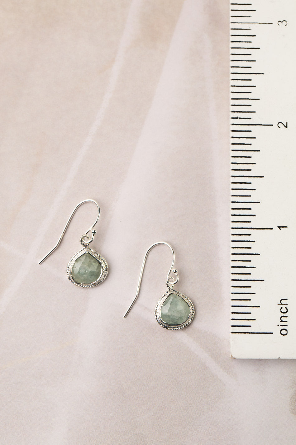 Favorites Silver Aquamarine Bezel Simple Earrings