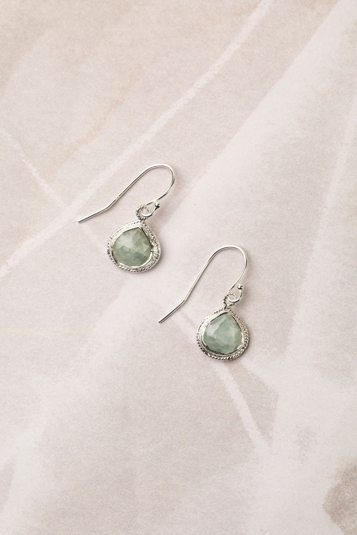 Favorites Silver Aquamarine Bezel Simple Earrings