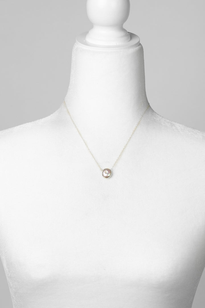 Favorites 16-18" Silver Pearl Bezel Simple Necklace