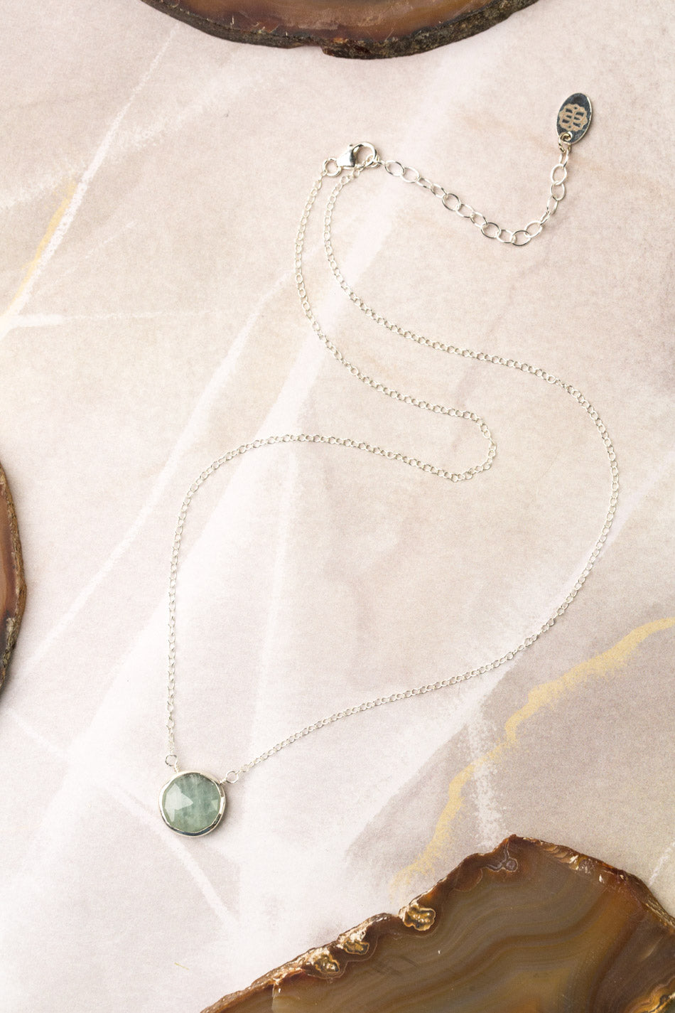 Favorites 16-18" Silver Aquamarine Simple Necklace