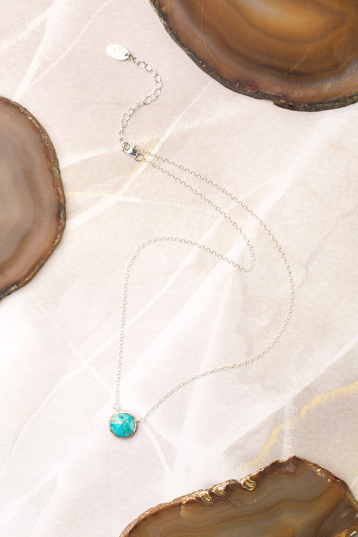 Favorites 16-18" Silver Turquoise Simple Necklace