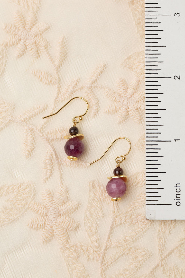 Gumdrop Faceted Ruby, Garnet Simple Earrings