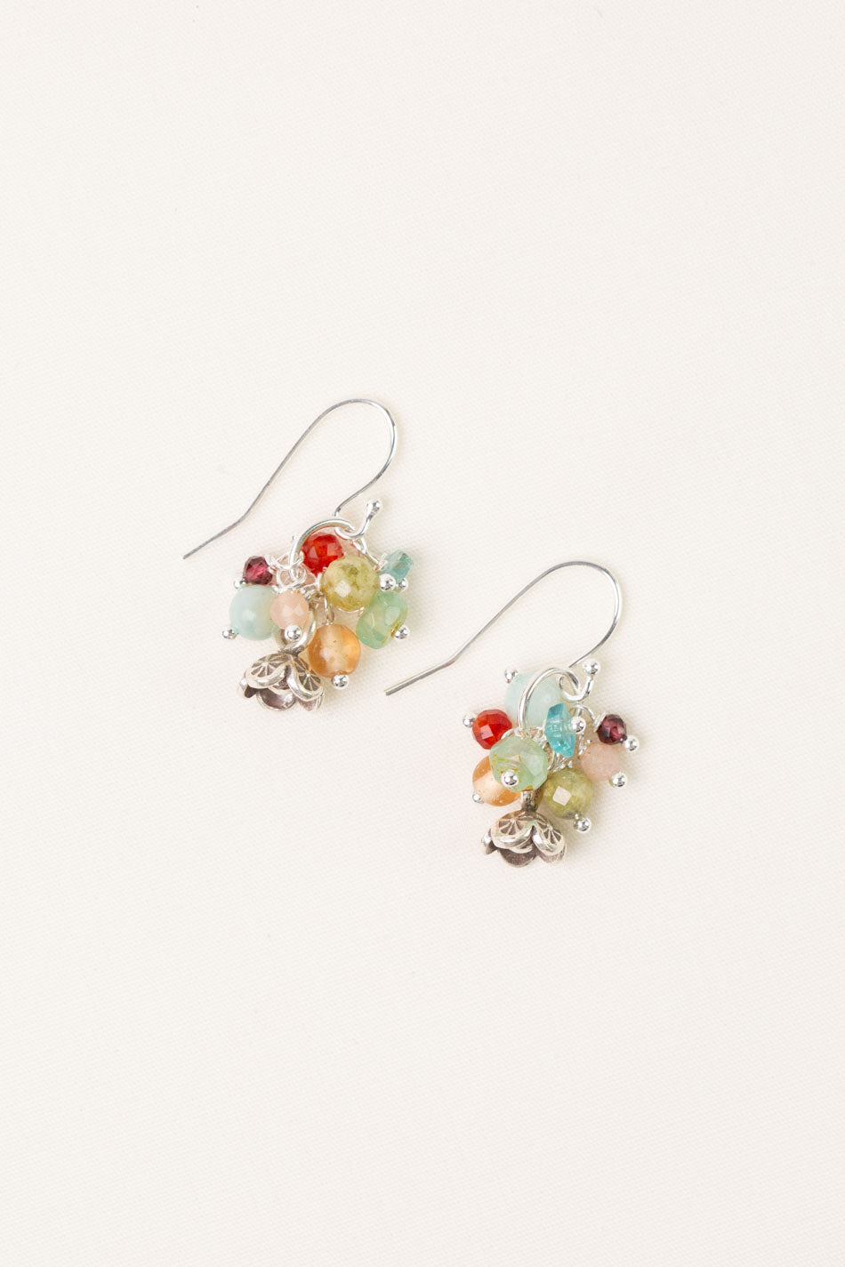 Gentle Breeze Amazonite, Czech Glass, Carnelian Cluster Earrings