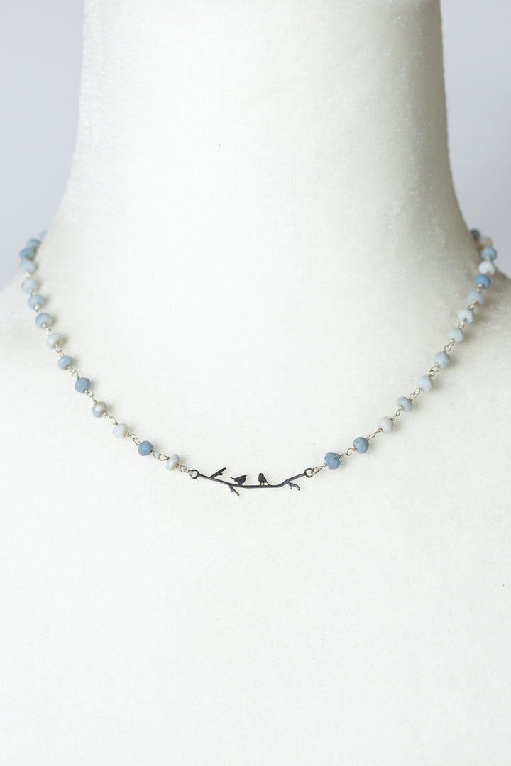 Horizon 15-17" Sterling Silver Branch & Bird Simple Necklace