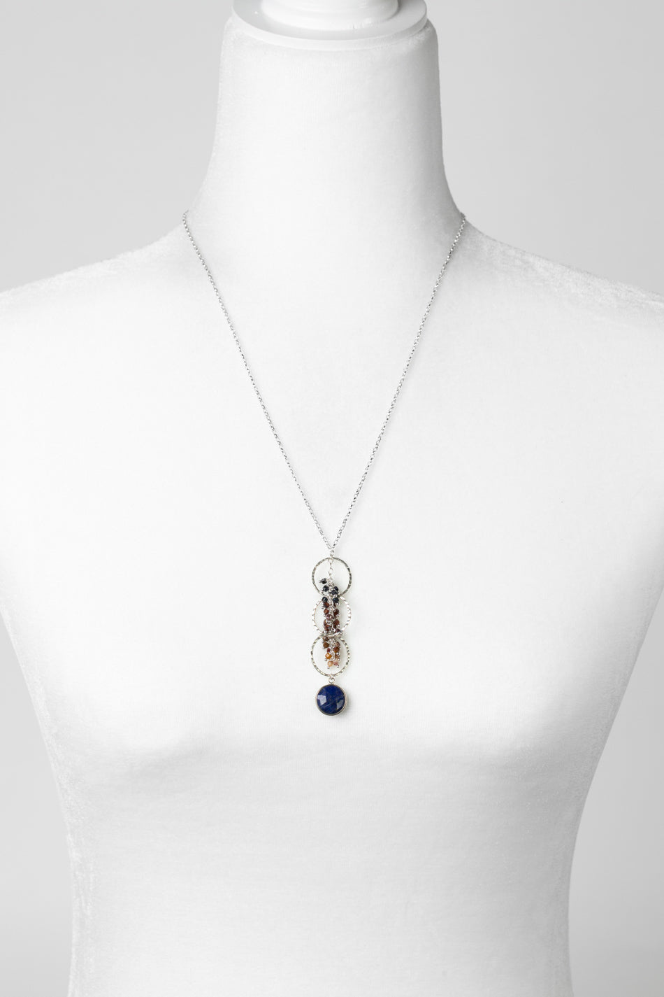 Limited Edition 22.5-24.5" Faceted Pietersite Dangles And Faceted Lapis Lazuli Coin Shaped Pendant Cluster Necklace